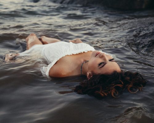 woman floating in water